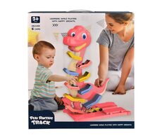 MaDe 11004 - Autodráha patrová - dinosaurus s auty, 6 ks, na baterie, 40 x 35 x 9 cm