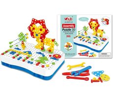 MaDe 10361 - Puzzle 3D ke šroubování, 40 motivů, 205 ks, na baterie