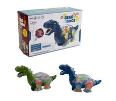 MaDe 14416 - Dinosaurus s ozubenými kolečky, na baterie, se světlem a hudbou, 24 x 14 x 19 cm