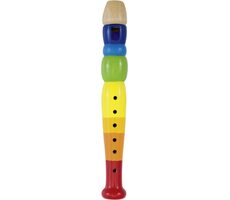 GOKI Dětská dřevěná flétna 20 cm duhová / od 5 let