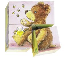 GOKI Dřevěné kostky Mláďátka / 4 kostky / od 3 let