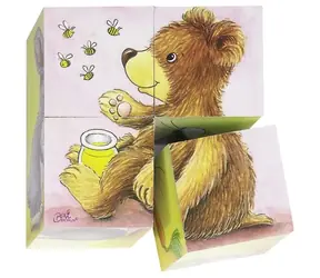 GOKI Dřevěné kostky Mláďátka / 4 kostky / od 3 let