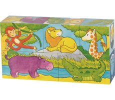 GOKI Dřevěné kostky Safari a Arktida / 5 kostek / od 3 let