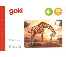 GOKI Dřevěné puzzle Africká zvířata: Žirafy / 24 dílků / od 4 let