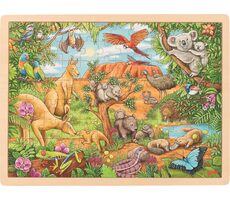 GOKI Dřevěné puzzle Australská zvířata / 96 dílků / od 3 let