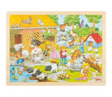 GOKI Dřevěné puzzle Dětská Zoo / 48 dílků / od 3 let