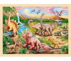 GOKI Dřevěné puzzle Dinosauří stezka / 96 dílků / od 3 let