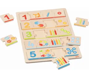 GOKI Dřevěné vkládací puzzle Nauč se počítat / 20 dílků / od 2 let