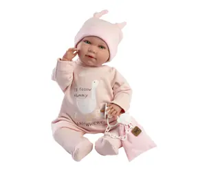 Llorens 74108 NEW BORN - realistická panenka miminko se zvuky a měkkým látkovým tělem - 42 cm / od 3 let