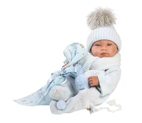 Llorens 84337 NEW BORN CHLAPEČEK - realistická panenka miminko s celovinylovým tělem - 43 cm / od 3 let