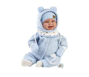Llorens 84479 NEW BORN - realistická panenka miminko se zvuky a měkkým látkovým tělem - 44 cm / od 3 let