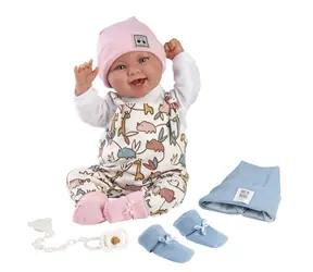 Llorens 84481 NEW BORN 2 v 1 - realistická panenka miminko se zvuky a měkkým látkovým tělem - 44 cm / od 3 let