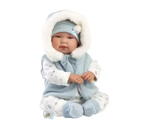 Llorens 84485 NEW BORN - realistická panenka miminko se zvuky a měkkým látkovým tělem - 44 cm / od 3 let