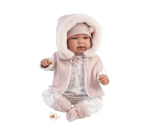 Llorens 84486 NEW BORN - realistická panenka miminko se zvuky a měkkým látkovým tělem - 44 cm / od 3 let