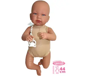 Llorens 844P NEW BORN 2 v 1 - realistická panenka miminko se zvuky a měkkým látkovým tělem - 44 cm / od 3 let