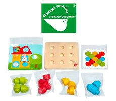 Lucy & Leo Barevná mozaika dřevěná hra s velkými kolíky a předlohami / od 3 let