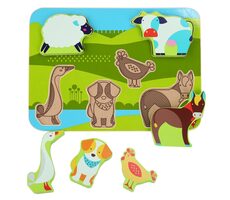 Lucy & Leo Zvířátka na farmě dřevěné vkládací puzzle / 7 dílů / od 3 let