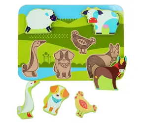 Lucy & Leo Zvířátka na farmě dřevěné vkládací puzzle / 7 dílů / od 3 let