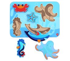 Lucy & Leo Mořští živočichové dřevěné vkládací puzzle / 6 dílů / od 3 let