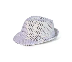 Rappa Klobouk disco stříbrný s LED světlem pro dospělé