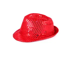 Rappa Klobouk disco červený s LED světlem pro dospělé