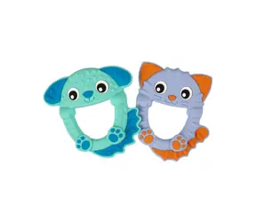Playgro - Silikonová kousátka kočička a pejsek / od 3 měsíců