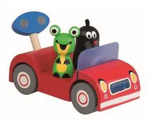 Detoa Dřevěné auto červená - Krtek na výletě