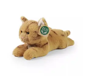 RAPPA Plyšová kočka ležící hnědá 20 cm / ECO-FRIENDLY / od 0 let