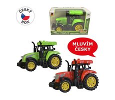 MaDe 00921 Traktor s českým hlasem, světlo a zvuk, na setrvačník / 14 cm / od 3 let