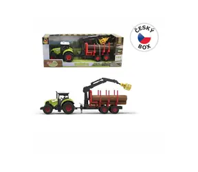 MaDe 07213 Traktor s přívěsem, ramenem, zelená / od 3 let