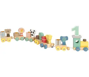 small foot Dřevěný narozeninový vláček se zvířátky / od 2 let
