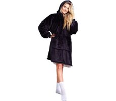 Cozy Noxxiez CH355 Černá - hřejivá televizní mikinová deka s kapucí pro teenagery a dospělé