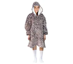 Cozy Noxxiez CH371 Leopard potisk - hřejivá televizní mikinová deka s kapucí pro teenagery a dospělé