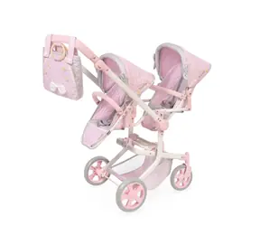 DeCuevas 90875 Skládací kočárek pro dvojčata panenky s taškou Sophie 2025 - 91 cm