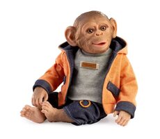 Guca 986 REBORN OPIČKA - realistická opička miminko s měkkým látkovým tělem - 32 cm