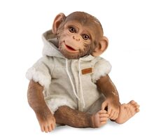 Guca 989 REBORN OPIČKA - realistická opička miminko s měkkým látkovým tělem - 32 cm