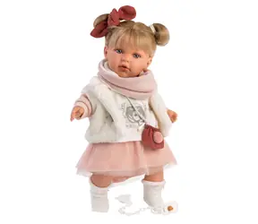 Llorens 42402 JULIA - realistická panenka se zvuky a měkkým látkovým tělem - 42 cm