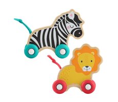 Mattel Fisher Price dřevěná postrkovací lev a zebra / od 6 měsíců
