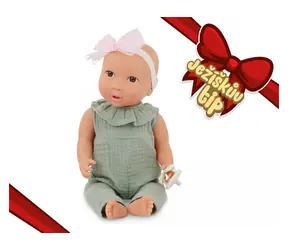 LullaBaby Panenka 35 cm v overalu s čelenkou / od 2 let