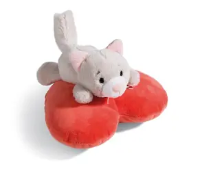 NICI plyš Love Kočička huňatá ležící srdce 13cm / GREEN kolekce / od 0 měsíců