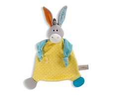 NICI MFN muchláček Oslík s kousátkem a úchytkou na dudlík 25x25cm / od 0 měsíců