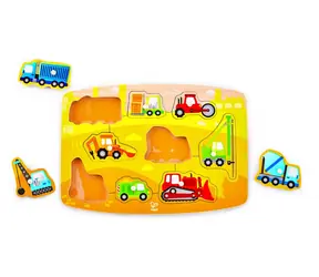 Hape Puzzle na desce - Stavaři / Počet dílků: 10 / od 2 let