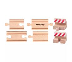 Woody Příslušenství k dráze - Propojovací koleje a zarážky / 6ks / od 3 let