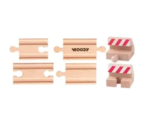 Woody Příslušenství k dráze - Propojovací koleje a zarážky / 6ks / od 3 let