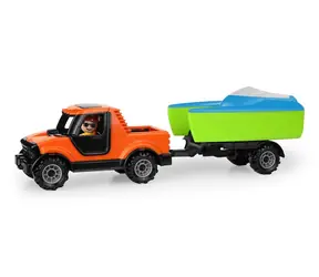 Lena Truckies Pick-up s vozíkem a loďkou oranžová / od 2 let