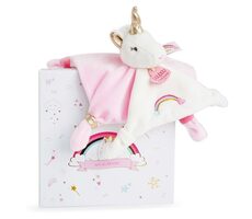 Doudou Dárková sada - plyšový muchláček jednorožec růžový 20 cm / od 0 měsíců