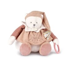 Doudou Dárková sada Plyšový lední medvídek s kroužkem 30 cm růžový / od 0 měsíců