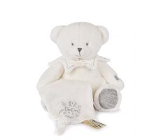 Doudou Dárková sada Plyšový medvídek s dečkou 30 cm šedý / od 0 měsíců