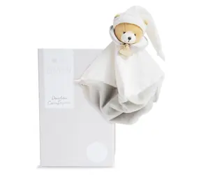 Doudou Dárková sada Plyšový muchláček šedý Medvídek 25 cm / od 0 měsíců