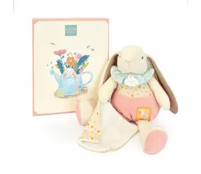 Doudou Dárková sada růžová Králíček Ciboulette s dečkou 28 cm / od 0 měsíců